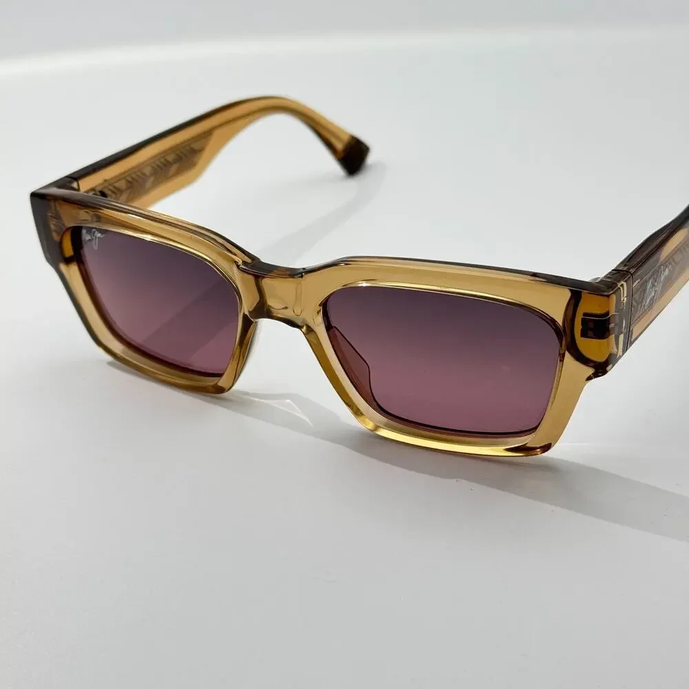 Maui Jim Sunglasses Kenui STG-SG MJ642-01 Transparent Tan Frame Polarized 53mm